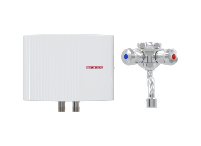 STIEBEL ELTRON EIL 3 Trend + OT, 3,5 kW průtokový ohřívač beztlakový horní s nástěnnou kohoutkovou baterií